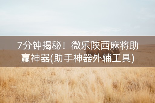 7分钟揭秘！微乐陕西麻将助赢神器(助手神器外辅工具)