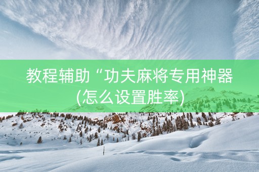 教程辅助“功夫麻将专用神器(怎么设置胜率)