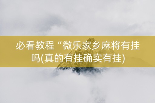 必看教程“微乐家乡麻将有挂吗(真的有挂确实有挂)