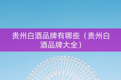 贵州白酒品牌有哪些（贵州白酒品牌大全）