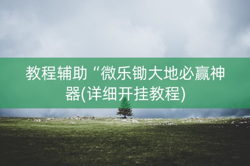 教程辅助“微乐锄大地必赢神器(详细开挂教程)