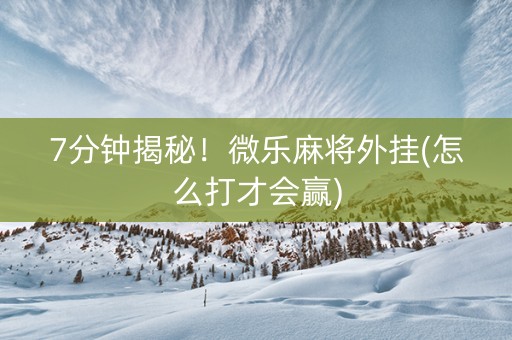 7分钟揭秘！微乐麻将外挂(怎么打才会赢)