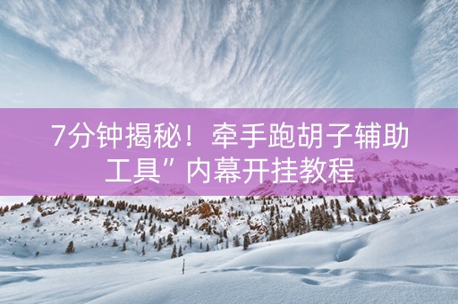 7分钟揭秘！牵手跑胡子辅助工具”内幕开挂教程