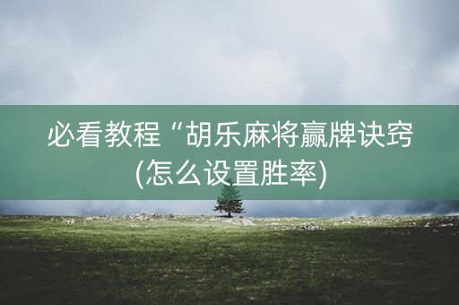 必看教程“胡乐麻将赢牌诀窍(怎么设置胜率)
