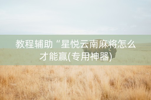 教程辅助“星悦云南麻将怎么才能赢(专用神器)