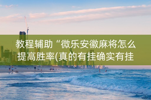 教程辅助“微乐安徽麻将怎么提高胜率(真的有挂确实有挂)