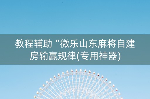 教程辅助“微乐山东麻将自建房输赢规律(专用神器)