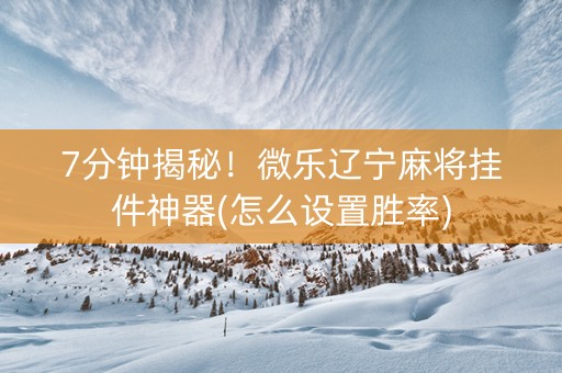 7分钟揭秘！微乐辽宁麻将挂件神器(怎么设置胜率)