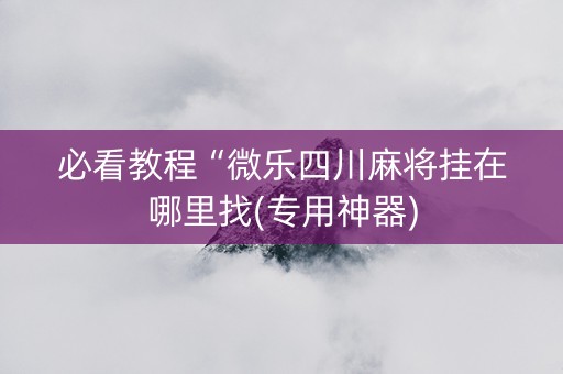 必看教程“微乐四川麻将挂在哪里找(专用神器)