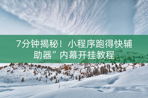 7分钟揭秘！小程序跑得快辅助器”内幕开挂教程