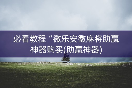 必看教程“微乐安徽麻将助赢神器购买(助赢神器)
