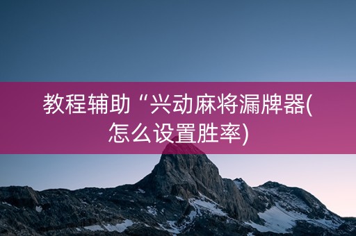 教程辅助“兴动麻将漏牌器(怎么设置胜率)