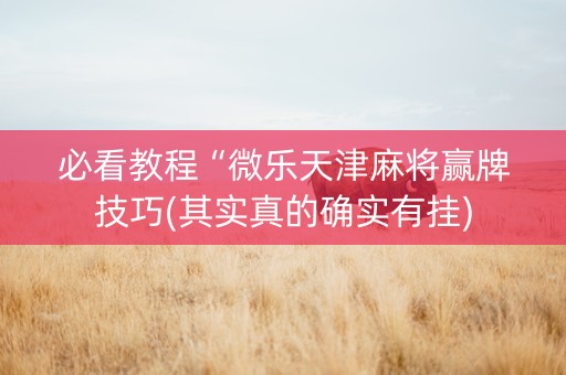 必看教程“微乐天津麻将赢牌技巧(其实真的确实有挂)