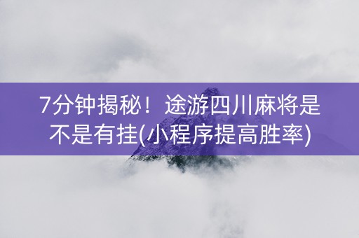 7分钟揭秘！途游四川麻将是不是有挂(小程序提高胜率)