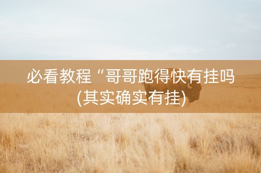必看教程“哥哥跑得快有挂吗(其实确实有挂)