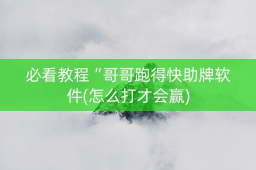 必看教程“哥哥跑得快助牌软件(怎么打才会赢)