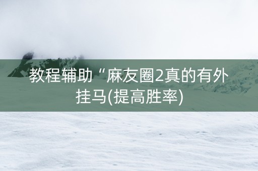 教程辅助“麻友圈2真的有外挂马(提高胜率)