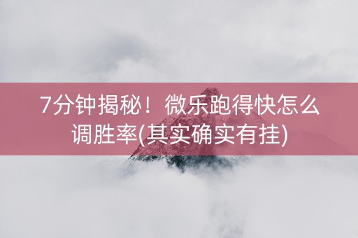 7分钟揭秘！微乐跑得快怎么调胜率(其实确实有挂)