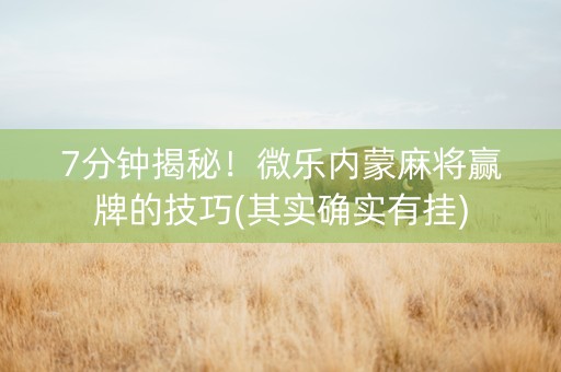 7分钟揭秘！微乐内蒙麻将赢牌的技巧(其实确实有挂)