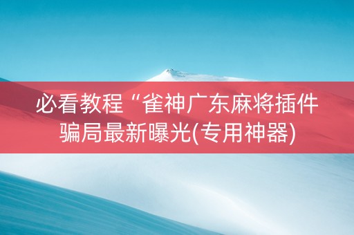 必看教程“雀神广东麻将插件骗局最新曝光(专用神器)