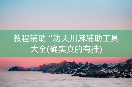 教程辅助“功夫川麻辅助工具大全(确实真的有挂)