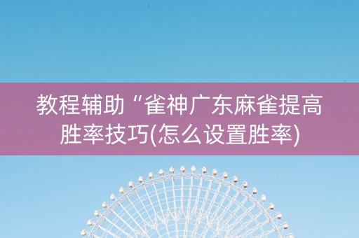 教程辅助“雀神广东麻雀提高胜率技巧(怎么设置胜率)