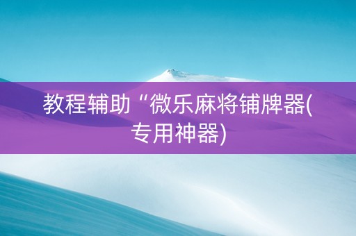 教程辅助“微乐麻将铺牌器(专用神器)