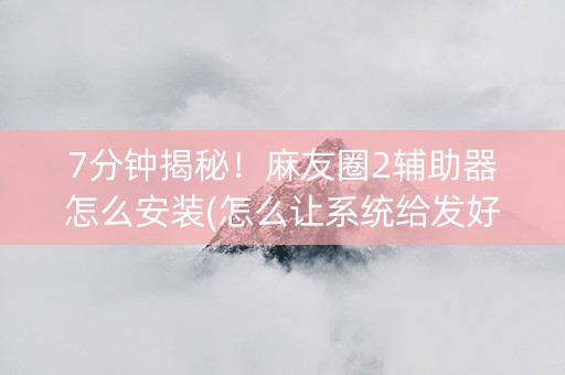 7分钟揭秘！麻友圈2辅助器怎么安装(怎么让系统给发好牌)