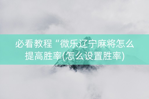 必看教程“微乐辽宁麻将怎么提高胜率(怎么设置胜率)