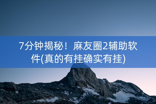 7分钟揭秘！麻友圈2辅助软件(真的有挂确实有挂)
