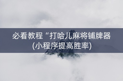 必看教程“打哈儿麻将铺牌器(小程序提高胜率)