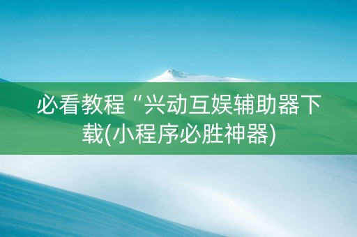 必看教程“兴动互娱辅助器下载(小程序必胜神器)