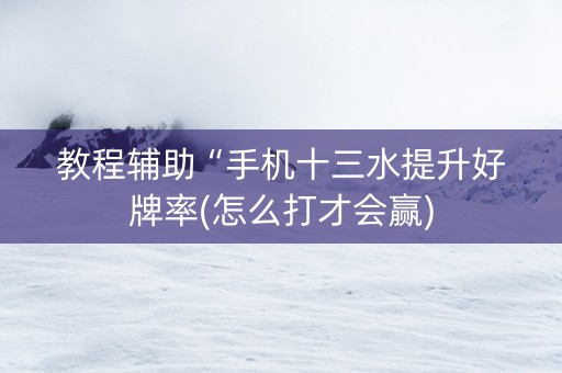 教程辅助“手机十三水提升好牌率(怎么打才会赢)