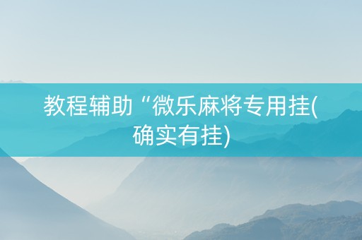 教程辅助“微乐麻将专用挂(确实有挂)
