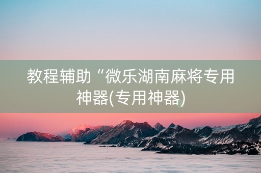 教程辅助“微乐湖南麻将专用神器(专用神器)