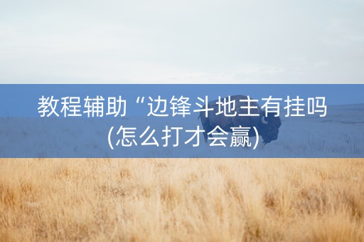 教程辅助“边锋斗地主有挂吗(怎么打才会赢)