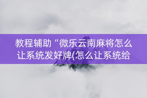 教程辅助“微乐云南麻将怎么让系统发好牌(怎么让系统给发好牌)