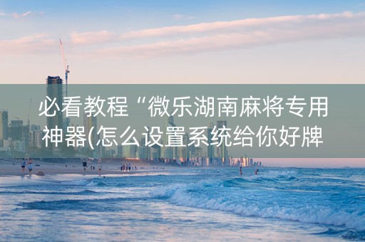 必看教程“微乐湖南麻将专用神器(怎么设置系统给你好牌)