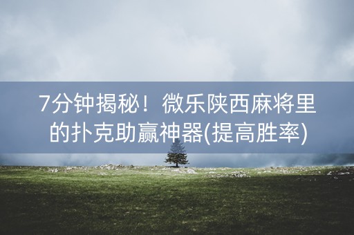 7分钟揭秘！微乐陕西麻将里的扑克助赢神器(提高胜率)