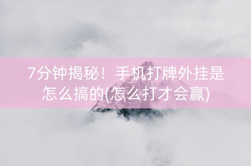 7分钟揭秘！手机打牌外挂是怎么搞的(怎么打才会赢)