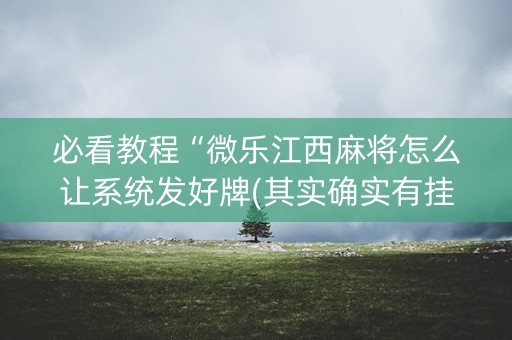 必看教程“微乐江西麻将怎么让系统发好牌(其实确实有挂)
