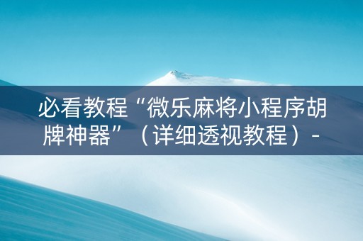 必看教程“微乐麻将小程序胡牌神器”（详细透视教程）-哔哩哔哩