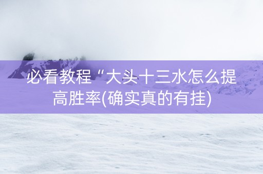 必看教程“大头十三水怎么提高胜率(确实真的有挂)