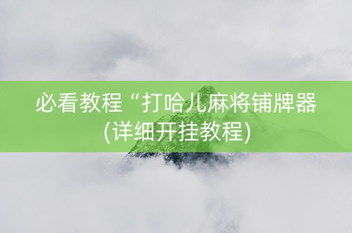必看教程“打哈儿麻将铺牌器(详细开挂教程)