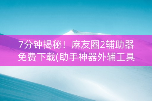7分钟揭秘！麻友圈2辅助器免费下载(助手神器外辅工具)