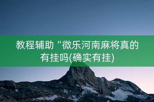 教程辅助“微乐河南麻将真的有挂吗(确实有挂)