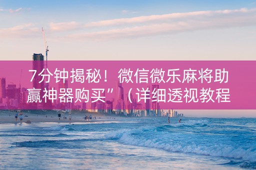 7分钟揭秘！微信微乐麻将助赢神器购买”（详细透视教程）-哔哩哔哩