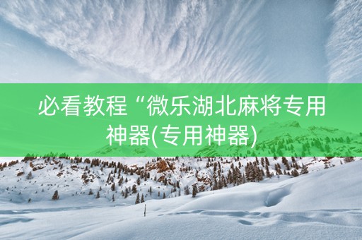 必看教程“微乐湖北麻将专用神器(专用神器)