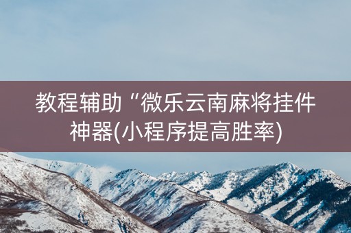 教程辅助“微乐云南麻将挂件神器(小程序提高胜率)