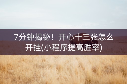 7分钟揭秘！开心十三张怎么开挂(小程序提高胜率)